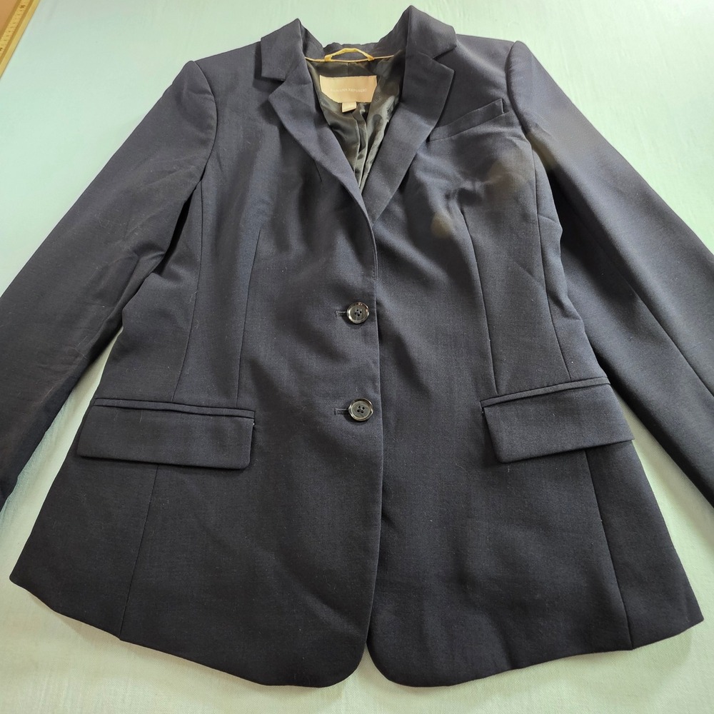 Banana Republic Womens Navy Blue Two Button Blazer Jacket Size 4 554882-00